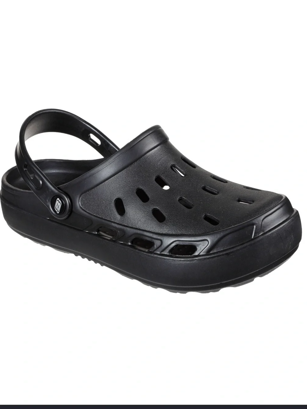 Skechers Men's Black Slip-On Clog Sandals with Back Strap